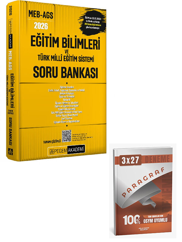Pegem 2026 MEB-AGS Eğitimin Temelleri ve Türk Milli Eğitim Sistemi Soru Bankası Çözümlü Pegem Akademi Yayınları