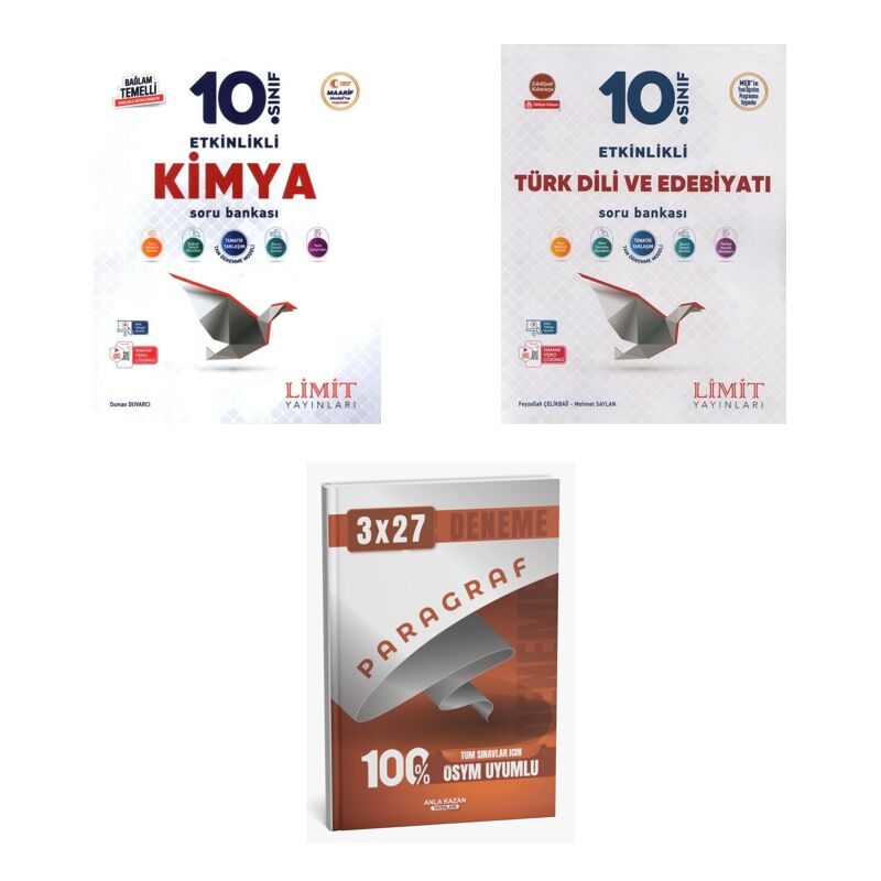 2027 Limit 10. Sınıf Etkinlikli Kimya Maarif + Edebiyat Türk Dili ve Edebiyatı Soru + Ankapade 3'lü Set