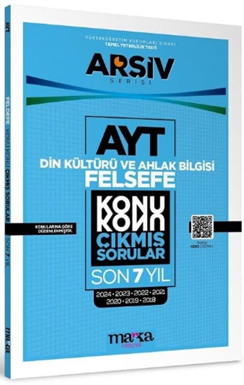 Marka 2025 YKS AYT Din Kültürü ve Ahlak Bilgisi-Felsefe Çıkmış Sorular Son 7 Yıl Konu Konu Tıpkı Basım Arşiv Serisi Çözümlü Marka Yayınları
