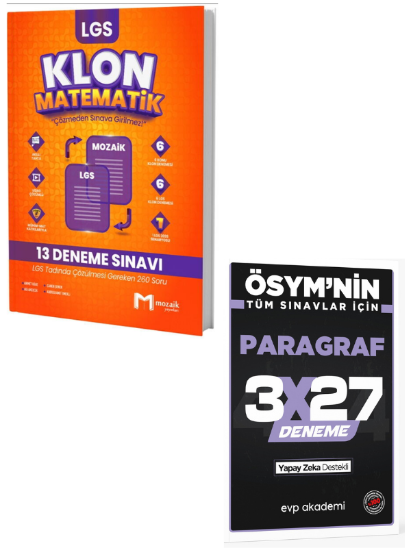 Mozaik 2027 8. Sınıf LGS Matematik Klon 13 Deneme+ EVP Akademi Paragraf