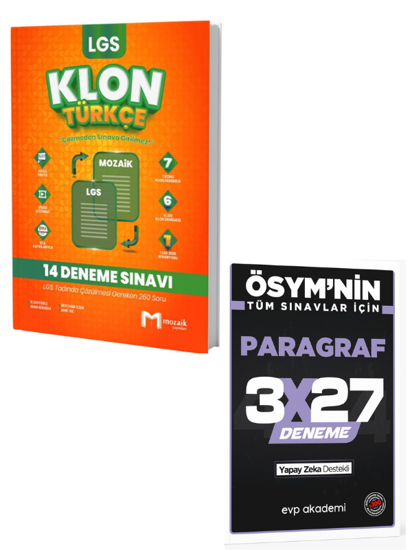 Mozaik 2027 8. Sınıf LGS Türkçe Klon 14 Deneme+ EVP Akademi Paragraf