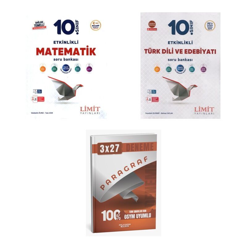 2027 Limit 10. Sınıf Etkinlikli Matematik Maarif + Edebiyat Türk Dili ve Edebiyatı Soru + Ankapade 3'lü Set