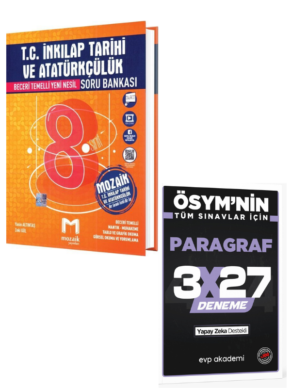 Mozaik 2027 8. Sınıf LGS T.C. İnkılap Tarihi ve Atatürkçülük Soru Bankası+ EVP Akademi Paragraf