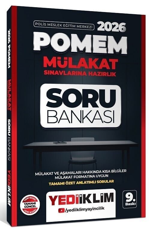 Yediiklim 2026 POMEM Mülakat Sınavları Soru Bankası 9. Baskı Yediiklim Yayınları(Kopya)