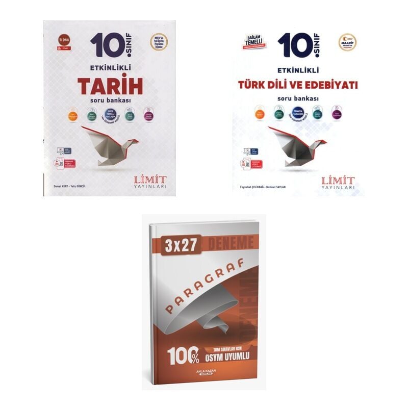 2027 Limit 10. Sınıf Etkinlikli Tarih + Edebiyat Türk Dili ve Edebiyatı Maarif Soru + Ankapade 3'lü Set