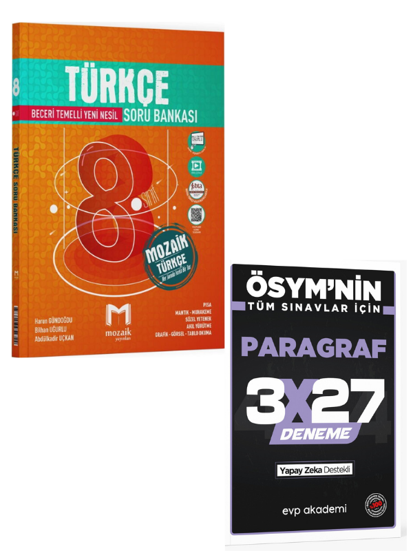 Mozaik 2027 8. Sınıf Türkçe Soru Bankası+ EVP Akademi Paragraf