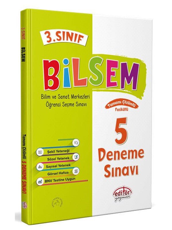 Editör Yayınevi 3. Sınıf Bilsem Tamamı Çözümlü 5 Deneme Sınavı