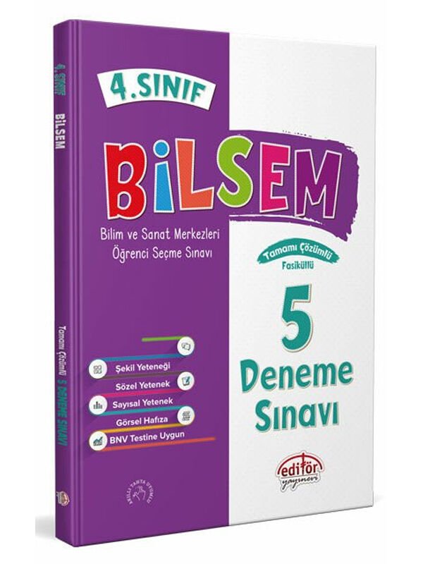 4. Sınıf Bilsem Çözümlü 5 Deneme Sınavı Editör Yayınevi