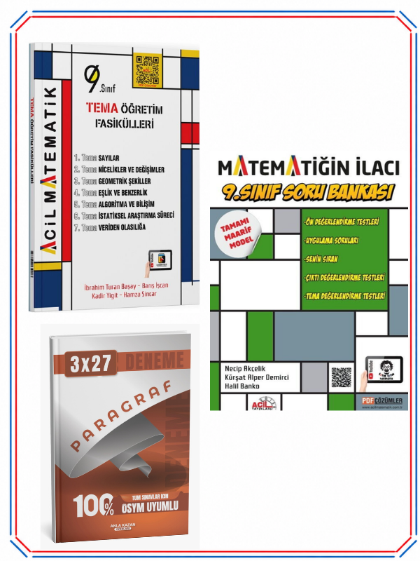 Acil 2027 9. Sınıf Acil Matematik Tema Öğretim Fasikülleri+ Soru Bankası+ Anla Kazan Paragraf Set