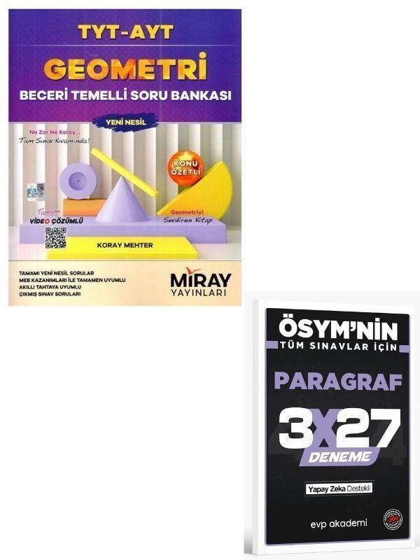 Miray 2027 TYT AYT Geometri Beceri Temelli Soru Bankası+ EVP Akademi Paragraf