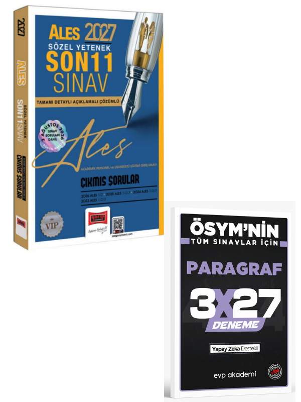 Yargı 2027 ALES Sözel Yetenek Son 11 Sınav Tamamı Çözümlü Çıkmış Sorular+ EVP Akademi Paragraf
