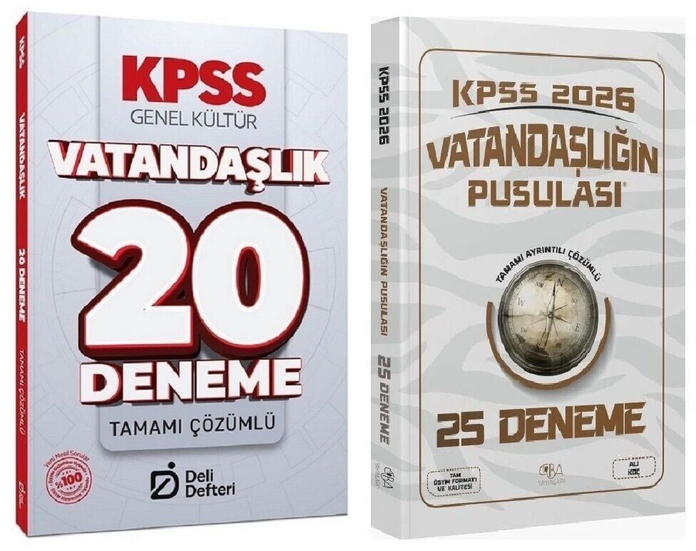 CBA + Deli Defteri 2026 KPSS Vatandaşlık Vatandaşlığın Pusulası 25+20 Deneme 2 li Set - Ali Koç CBA + Deli Defteri Yayınları