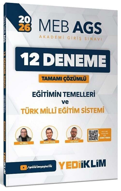 Yediiklim 2026 MEB-AGS Eğitimin Temelleri ve Türk Milli Eğitim Sistemi 12 Deneme Çözümlü - Ali Birol, Bülent Tanık, Can Köni Yediiklim Yayınları
