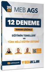Yediiklim 2026 MEB-AGS Eğitimin Temelleri ve Türk Milli Eğitim Sistemi 12 Deneme Çözümlü - Ali Birol, Bülent Tanık, Can Köni Yediiklim Yayınları