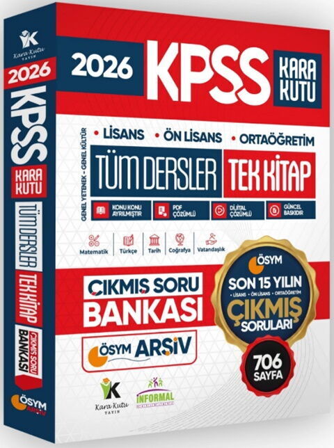 İnformal Yayınları 2026 KPSS Lisans ÖnLisans Ortaöğretim ÖSYM Son 15 Yılın Soruları Tüm Dersler Tek Kitap Soru Bankası