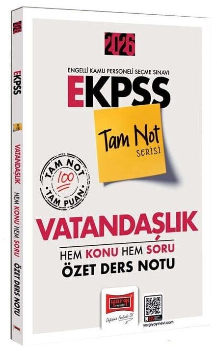 Yargı 2026 EKPSS Vatandaşlık Hem Konu Hem Soru Özet Ders Notu Tam Not Serisi Yargı Yayınları