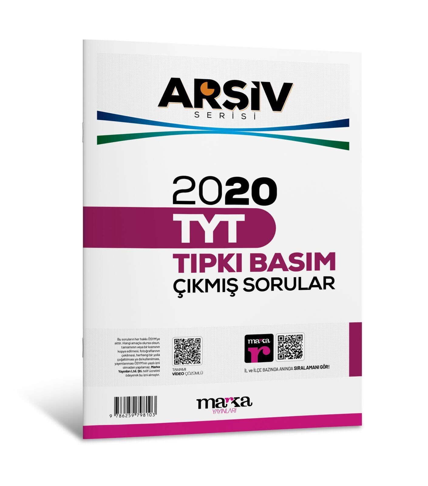 Marka YKS TYT 2020 Çıkmış Sorular Tıpkı Basım Arşiv Serisi Çözümlü Marka Yayınları