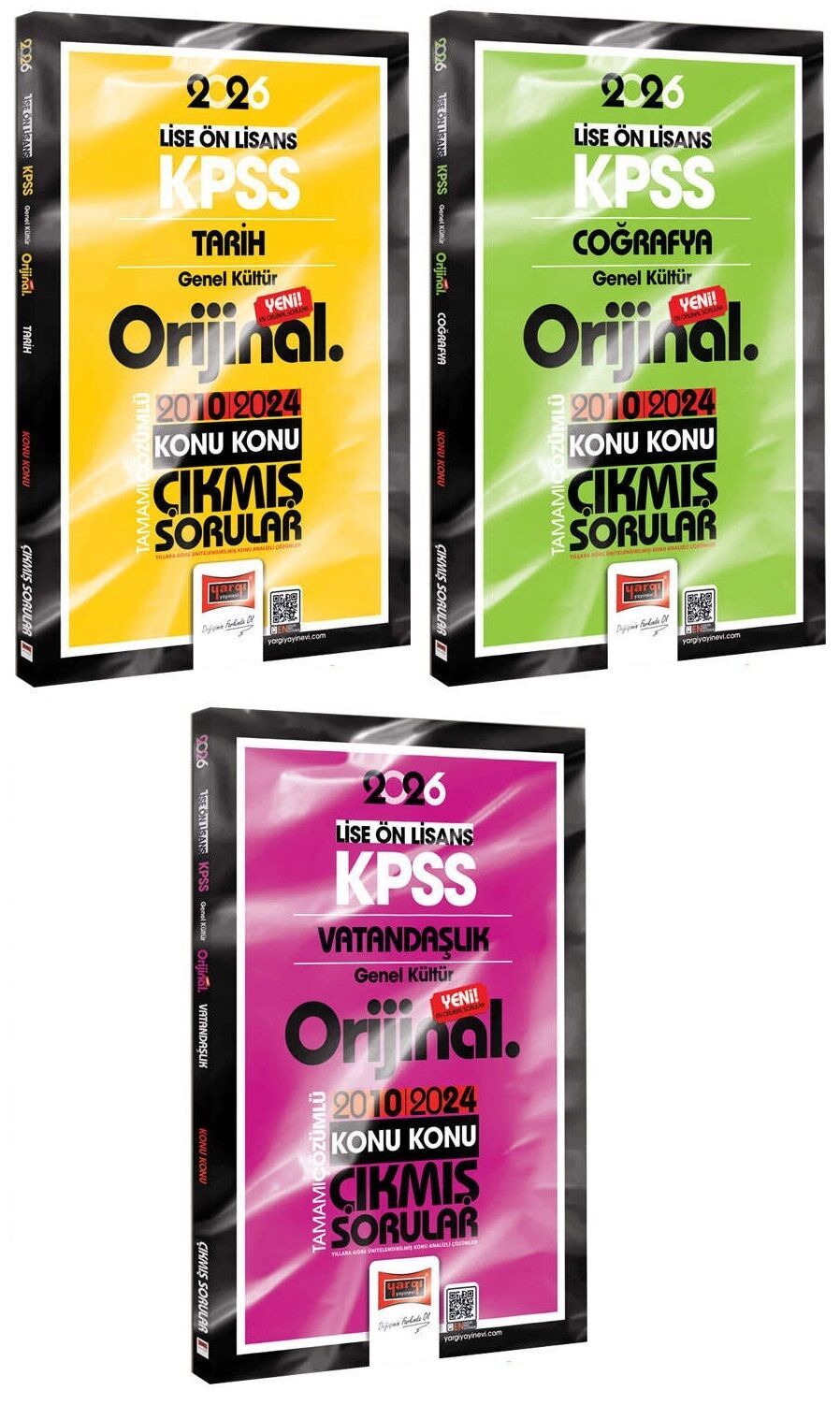 Yargı 2026 KPSS Lise Ortaöğretim Ön Lisans Tarih+Coğrafya+Vatandaşlık Orijinal Çıkmış Sorular 2010-2024 3 lü Set Yargı Yayınları
