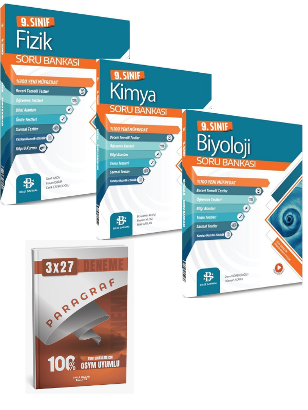 BilgiSarmal 2027 9. Sınıf Fizik + Kimya + Biyoloji Soru Bankası+ Anla Kazan Paragraf