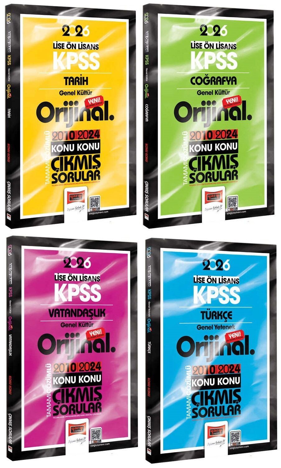 Yargı 2026 KPSS Lise Ortaöğretim Ön Lisans Tarih+Coğrafya+Vatandaşlık+Türkçe Orijinal Çıkmış Sorular 2010-2024 4 lü Set Yargı Yayınları