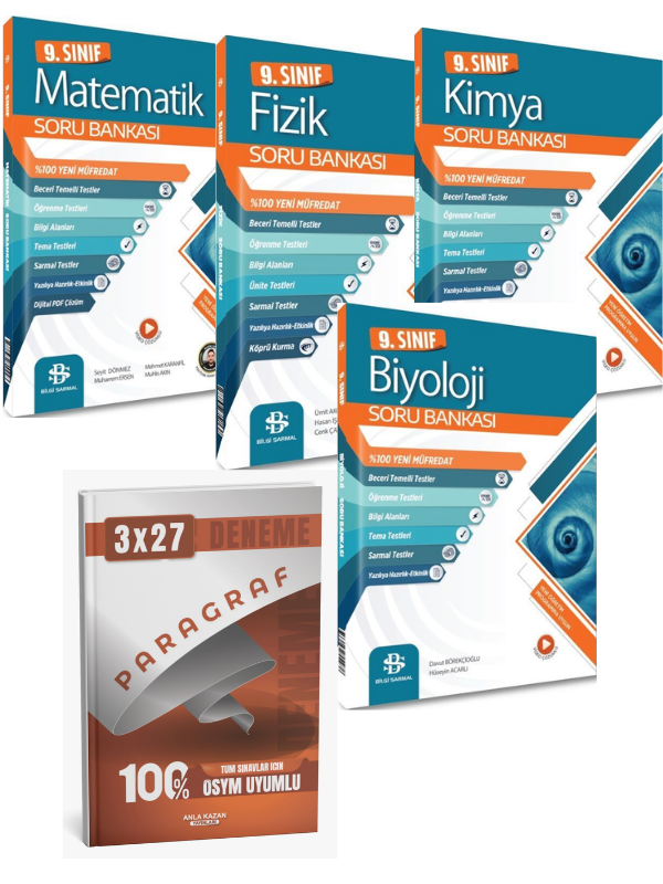 BilgiSarmal 2027  9. Sınıf Matematik Fizik Kimya Biyoloji Soru Bankası + Anla Kazan Paragraf