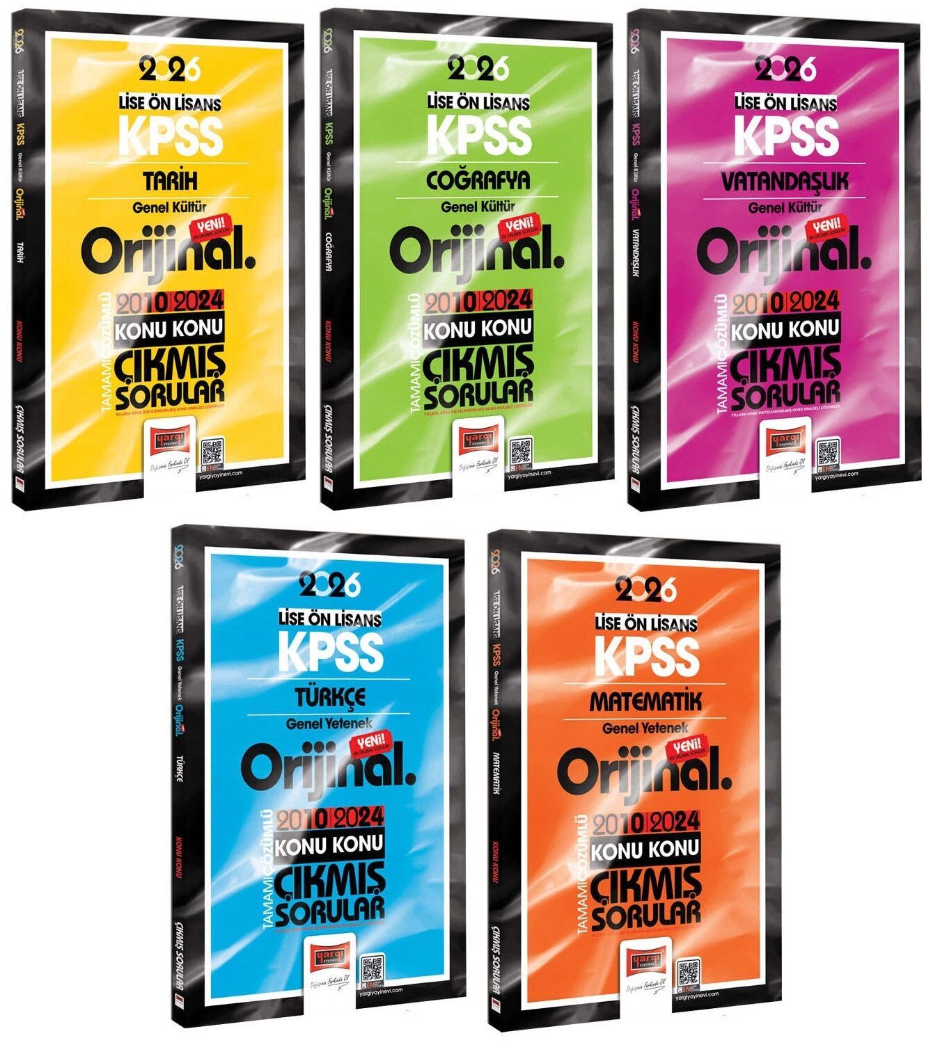 Yargı 2026 KPSS Lise Ortaöğretim Ön Lisans Orijinal Çıkmış Sorular 2010-2024 5 li Set Yargı Yayınları