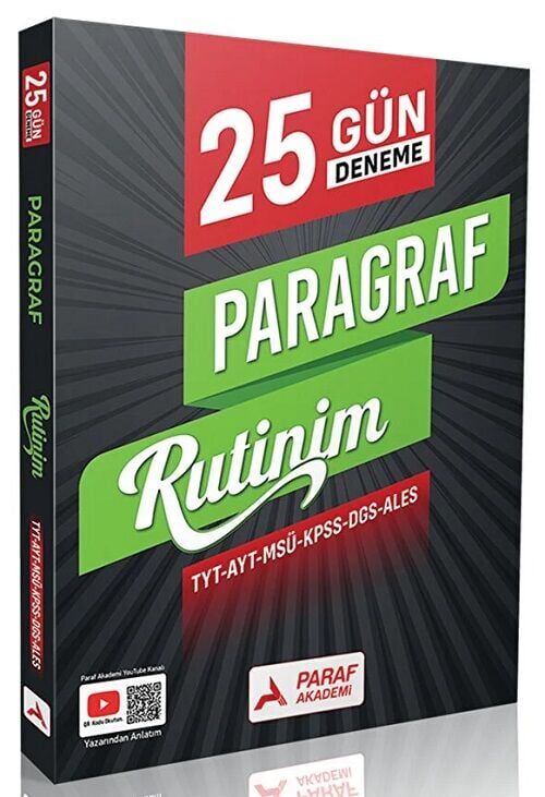 Paraf Yayınları TYT AYT MSÜ KPSS DGS ALES Paragraf Rutinim 25 Gün Deneme