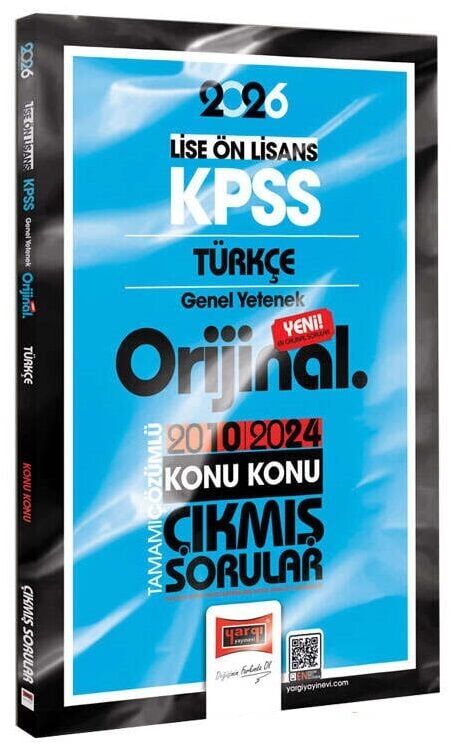 Yargı 2026 KPSS Lise Ortaöğretim Ön Lisans Türkçe Orijinal Çıkmış Sorular 2010-2024 Çözümlü Yargı Yayınları