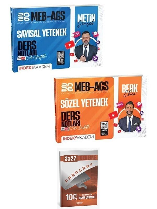 İndeks + Anla Kazan 2026 MEB-AGS Sözel + Sayısal Yetenek Ders Notları 2 li Set İndeks Akademi Yayıncılık