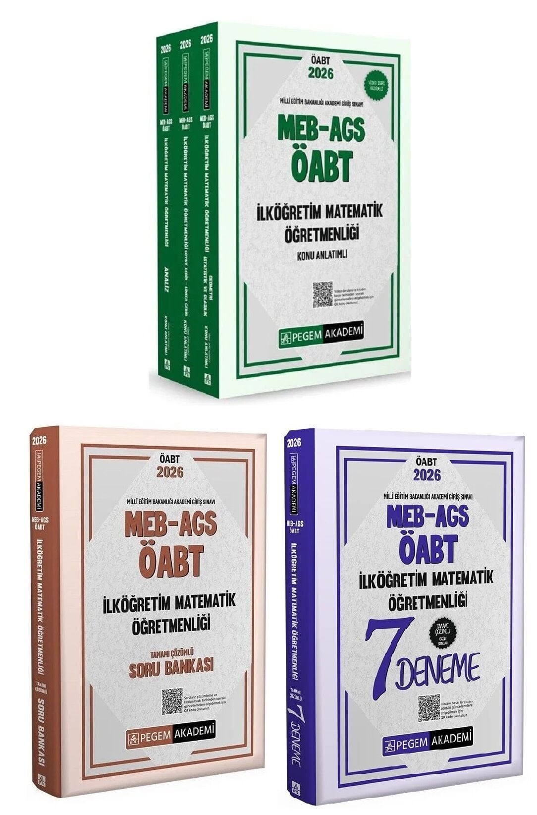 Pegem 2026 ÖABT MEB-AGS İlköğretim Matematik Öğretmenliği Konu Anlatımlı + Soru Bankası + 7 Deneme 3 lü Set Pegem Akademi Yayınları