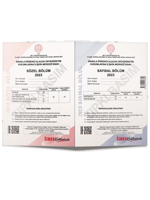 Sınav Yayınları Sınav Kalitesinde 8. Sınıf LGS 2023 Tıpkı Basım Çıkmış Sorular ve Çözümleri