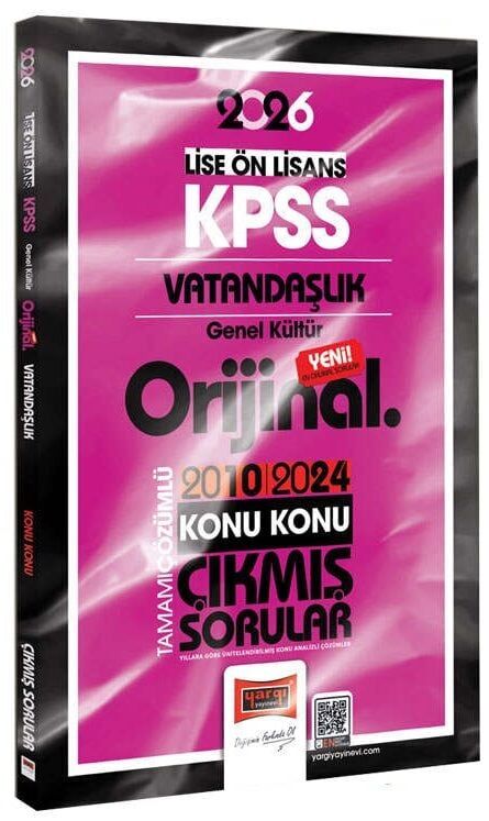 Yargı 2026 KPSS Lise Ortaöğretim Ön Lisans Vatandaşlık Orijinal Çıkmış Sorular 2010-2024 Çözümlü Yargı Yayınları
