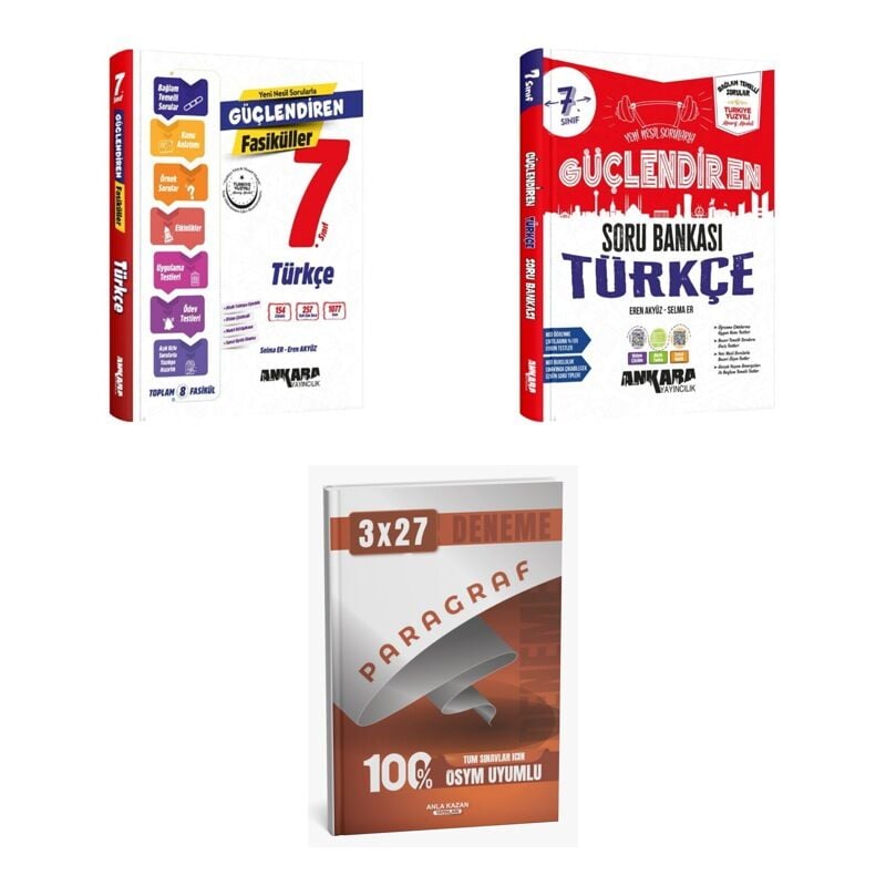 2027 Ankara 7. Sınıf Güçlendiren Türkçe Fasikül Set Konu + Soru + anla kazan paragraf deneme Set
