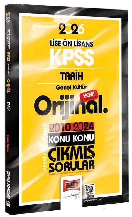 Yargı 2026 KPSS Lise Ortaöğretim Ön Lisans Tarih Orijinal Çıkmış Sorular 2010-2024 Çözümlü Yargı Yayınları