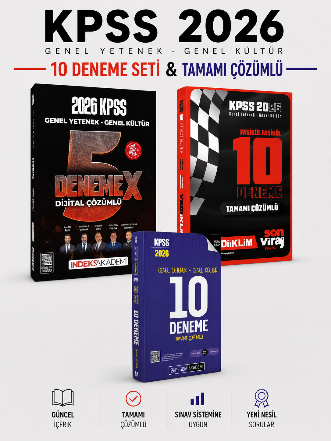 Yediiklim + İndeks + Pegem 2026 KPSS Tüm Dersler GKGY 25 Deneme Seti
