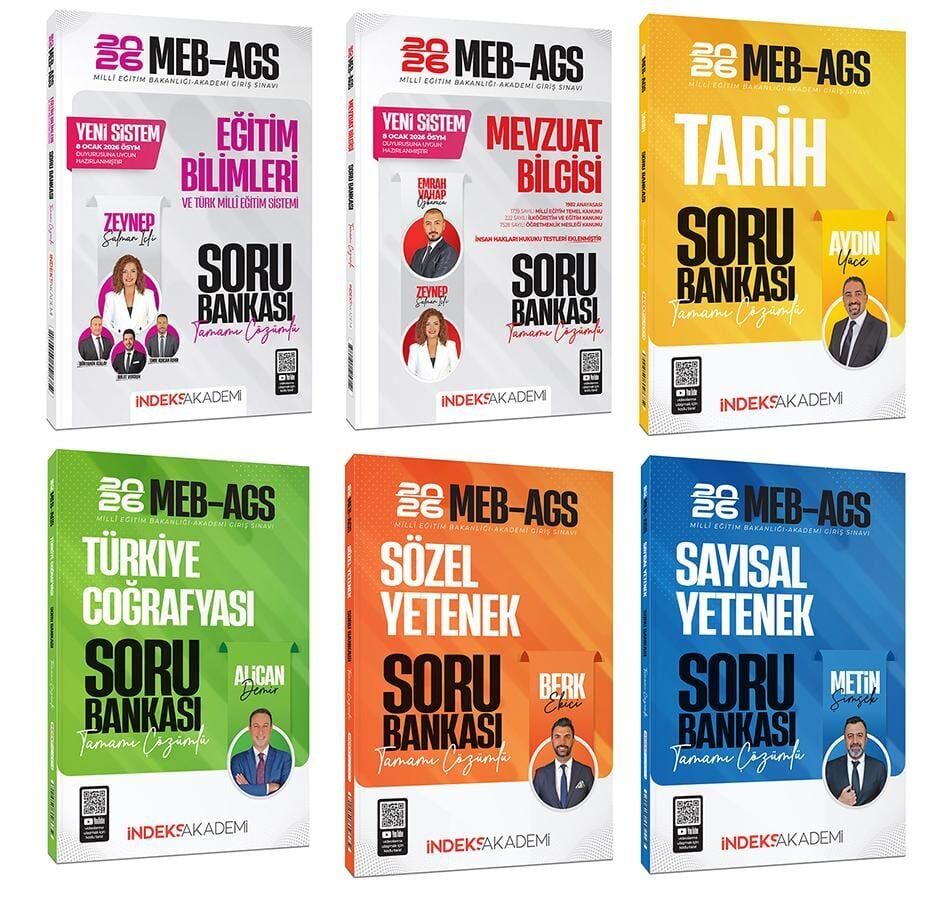 YENİ AGS SİSTEMİ - İndeks Akademi 2026 MEB-AGS Tüm Dersler Soru Bankası 6 lı Set İndeks Akademi Yayıncılık