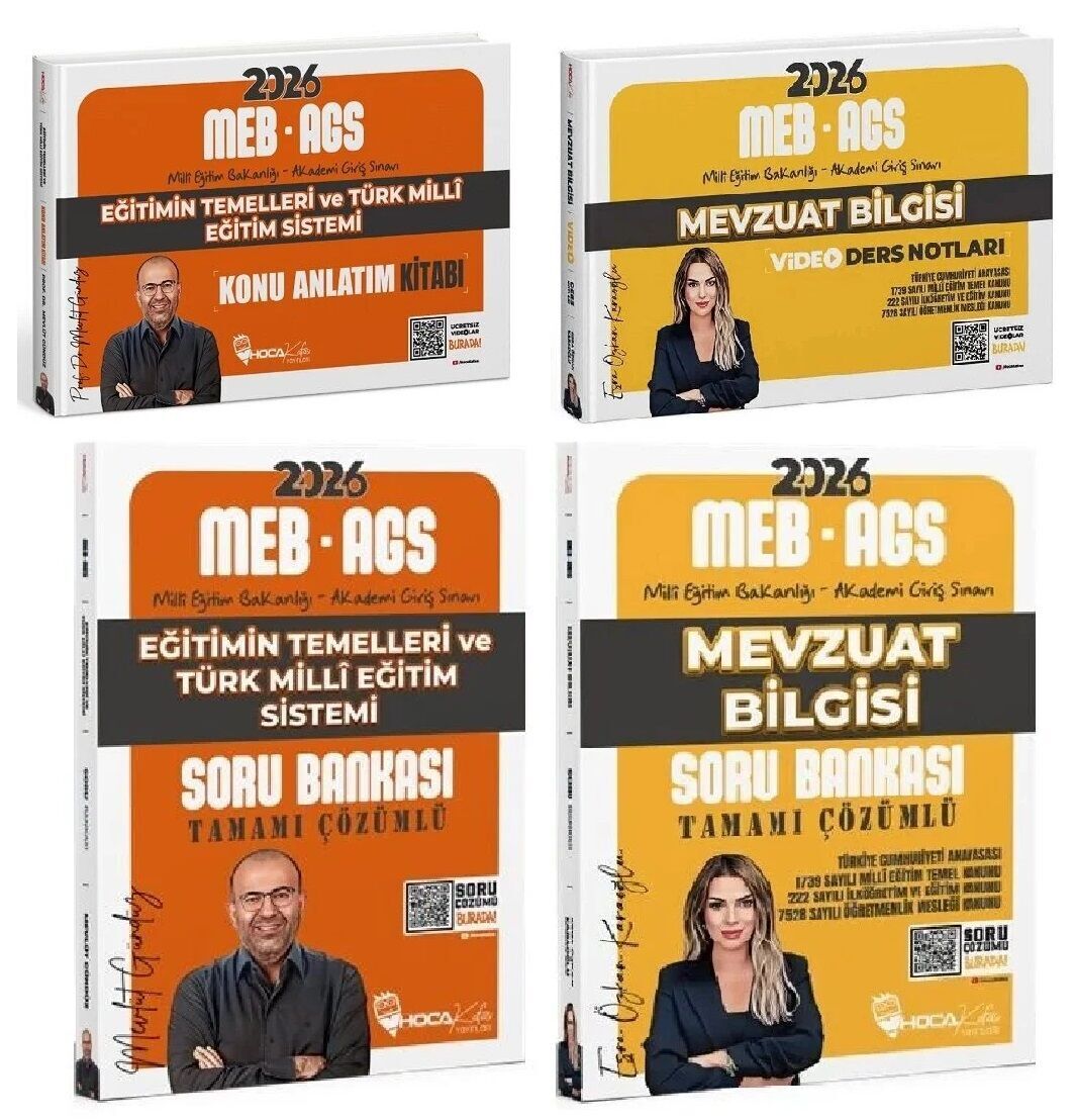 Hoca Kafası 2026 MEB-AGS Eğitimin Temelleri + Mevzuat Bilgisi Konu + Soru Bankası 4 lü Set- Mevlüt Gündüz, Esra Özkan Karaoğlu Hoca Kafası Yayınları