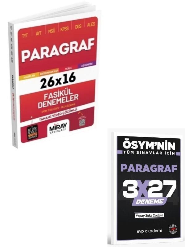 Miray 2027 TYT AYT MSÜ KPSS DGS ALES Paragraf 26 x 16 Fasikül Denemeler+ EVP Akademi Paragraf