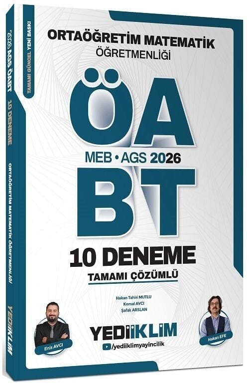 Yediiklim 2026 ÖABT Lise Ortaöğretim Matematik Öğretmenliği 10 Deneme Çözümlü - Enis Avcı, Hakan Efe Yediiklim Yayınları