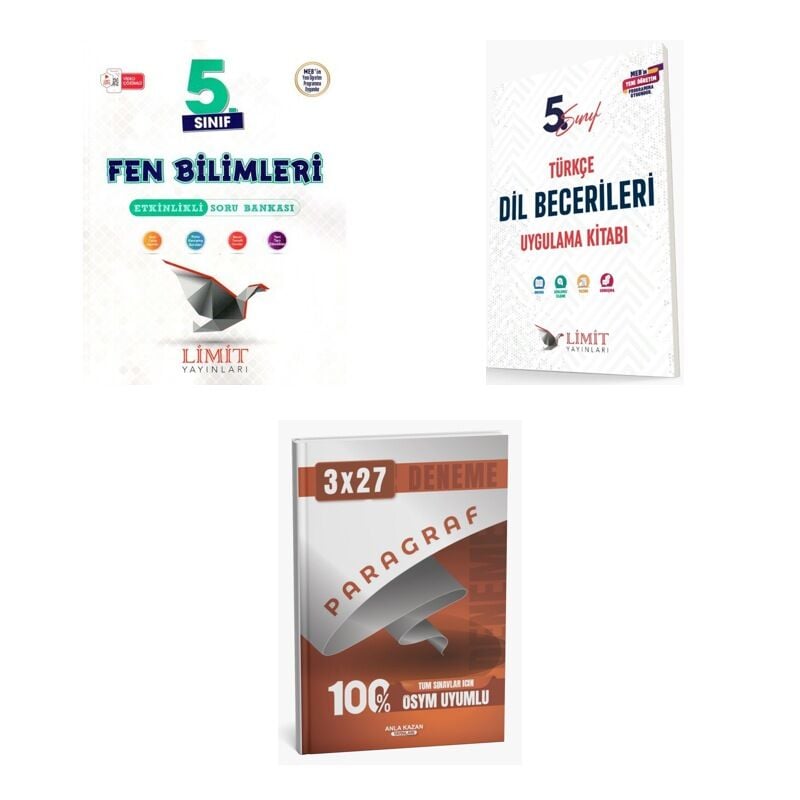 2027 Limit 5. Sınıf Fen Bilimleri Etkinlikli + Türkçe Dil Becerileri Etkinlikleri Soru + Ankapade 3'lü Set