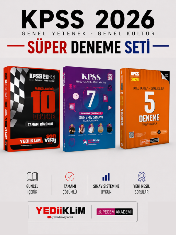 Yediiklim 2026 KPSS Genel Yetenek Genel Kültür 17 Deneme & Pegem KPSS 5 Deneme Seti