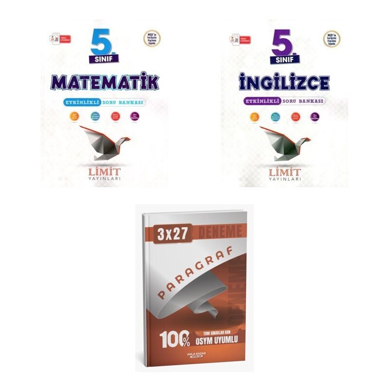 2027 Limit 5. Sınıf Etkinlikli Matematik + İngilizce Soru + anla kazan paragraf deneme 3'lü Set