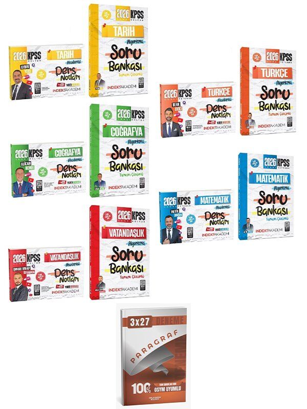 İndeks + Anla Kazan 2026 KPSS Genel Yetenek Genel Kültür Video Ders Notları + Soru Bankası 10 lu Set İndeks Akademi Yayıncılık