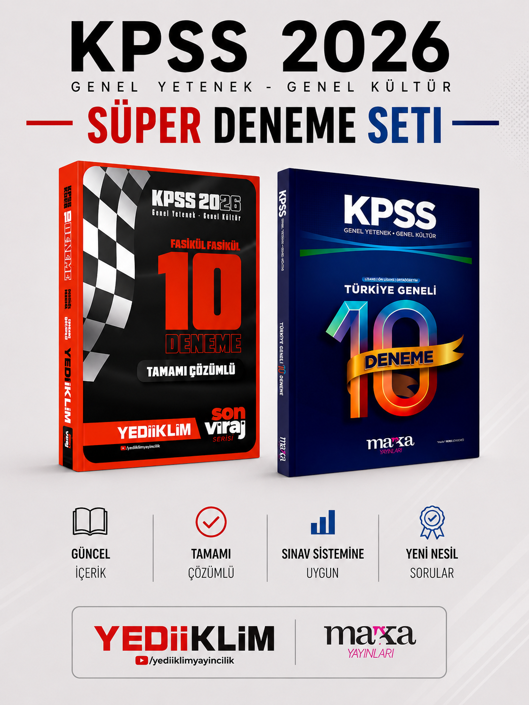 Yediiklim 2026 KPSS GK GY 10 Deneme & Marka KPSS Türkiye Geneli 10 Deneme Seti