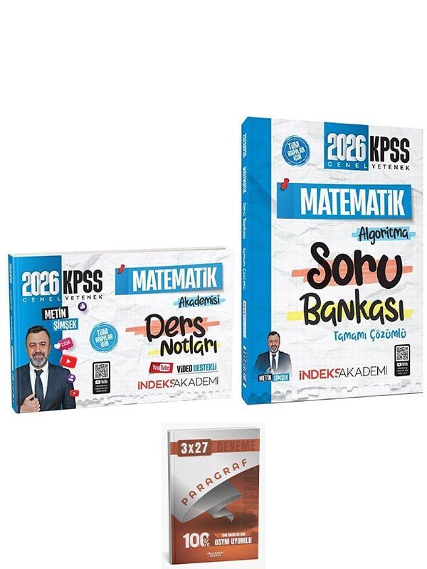 İndeks + Anla Kazan 2026 KPSS Matematik Akademisi Video Ders Notları + Soru Bankası 2 li Set -İndeks Akademi Yayıncılık