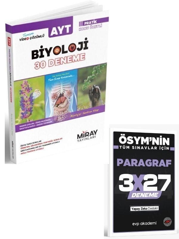 Miray 2027 AYT Biyoloji 30 Deneme+ EVP Akademi Paragraf