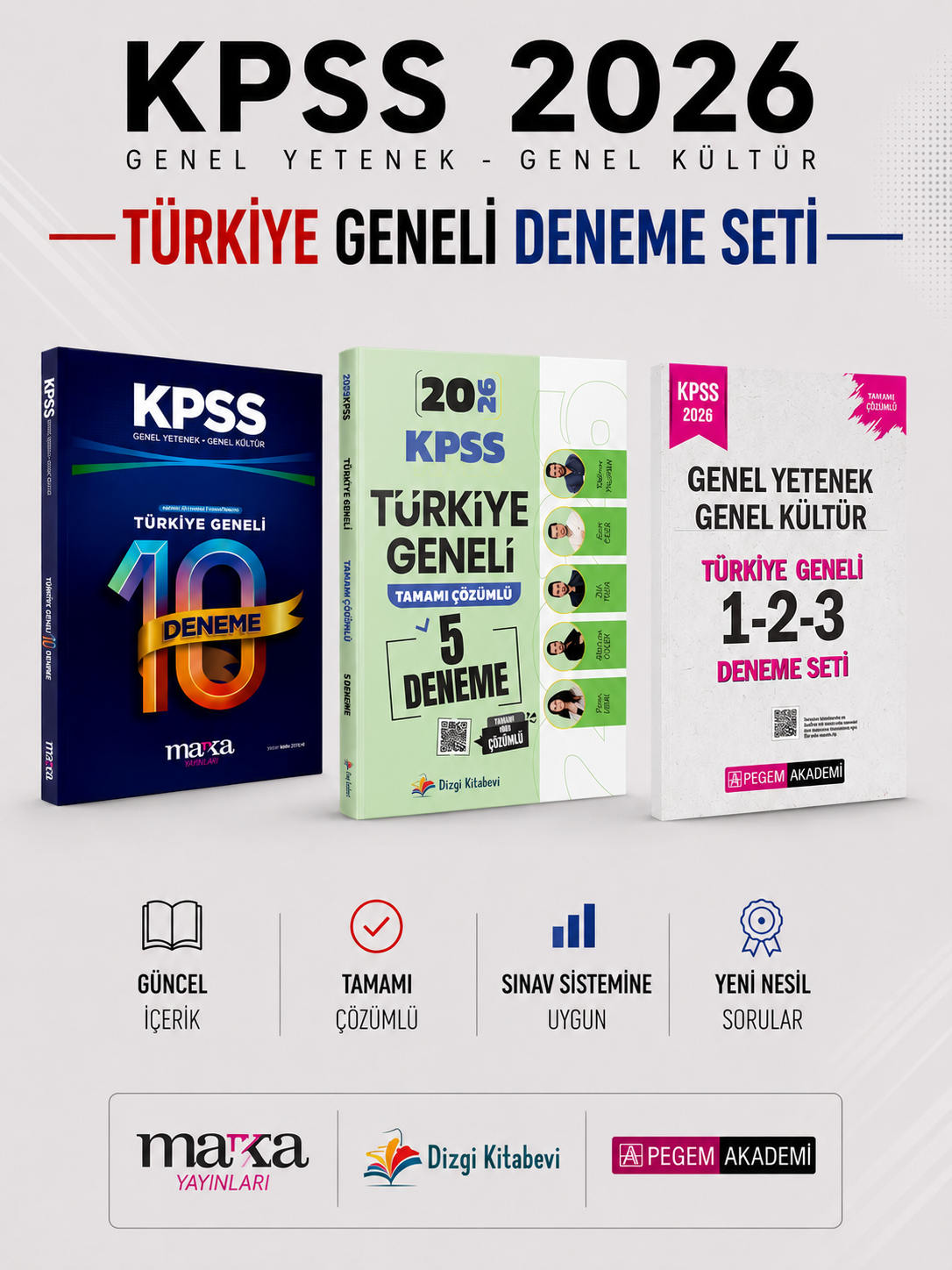 Dizgi Kitap + Marka Yayınları + Pegem Akademi KPSS GK GY Türkiye Geneli Deneme Seti