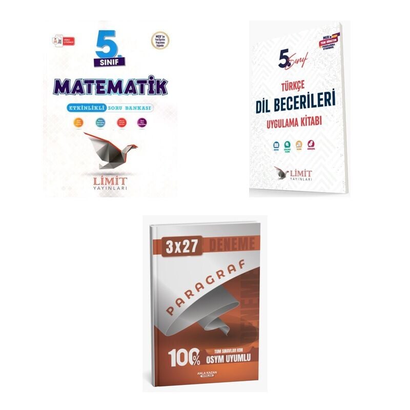 2027 Limit 5. Sınıf Matematik Etkinlikli + Türkçe Dil Becerileri Etkinlikleri Soru + Ankapade 3'lü Set