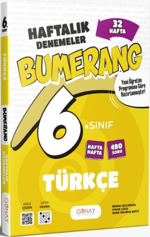 Günay Yayınları 6. Sınıf Türkçe Bumerang 32 Haftalık Denemeleri