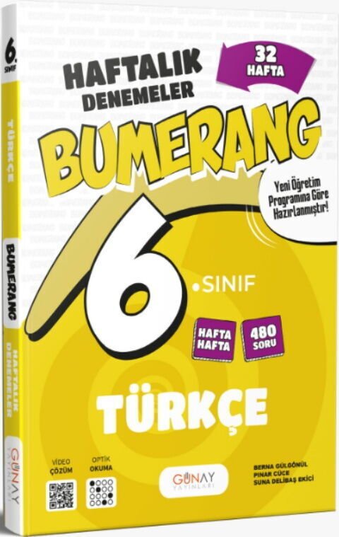 Günay Yayınları 6. Sınıf Türkçe Bumerang 32 Haftalık Denemeleri